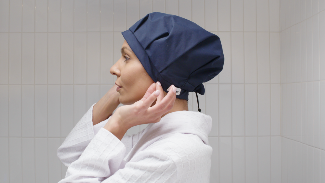 How to wear a sales shower cap